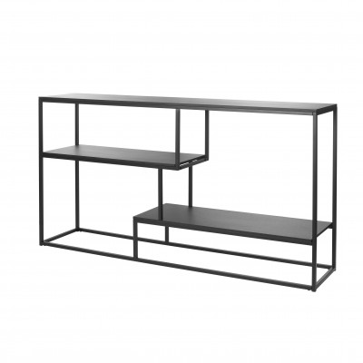 L'Oca Nera - Urban - Consolle moderna in metallo nero con ripiani sfalsati e struttura geometrica - Colore: Nero - SKU: 1J137