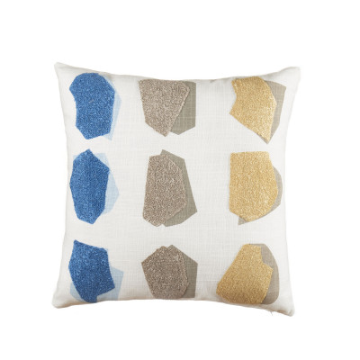 L'Oca Nera - Orizzonti - Cuscino in cotone quadrato 45x45 con ricami - Colore: Bianco - SKU: 1C154