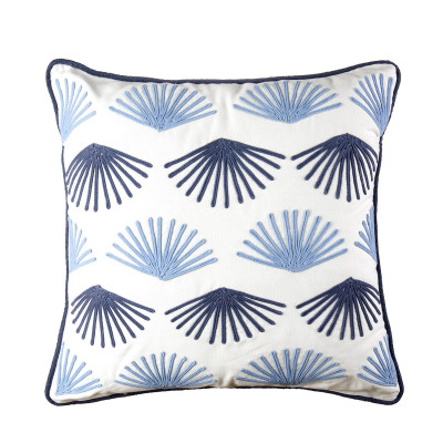 L'Oca Nera - Orizzonti - Cuscino in cotone quadrato con ricami 45x45 - Colore: Azzurro/Bianco - SKU: 1C197