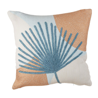 L'Oca Nera - Orizzonti - Cuscino in cotone quadrato con ricami a tema marino 45x45 - Colore: Azzurro/Bianco - SKU: 1C232