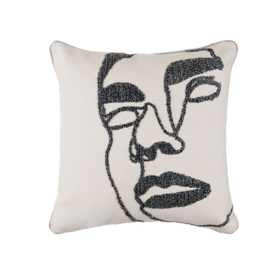 L'Oca Nera - Urban - Cuscino quadrato in cotone con ricami a tema astratto 45x45 - Colore: Bianco - SKU: 1C206