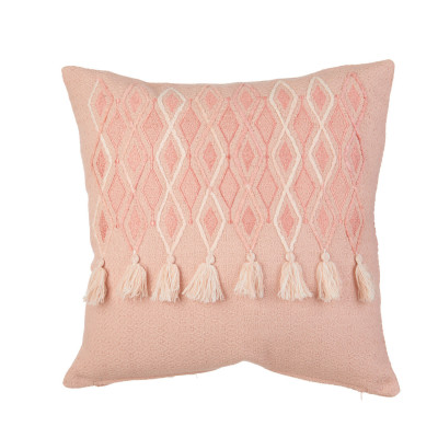 L'Oca Nera - Modern Country - Cuscino quadrato in cotone con ricami 45x45 - Colore: Rosa - SKU: 1C233