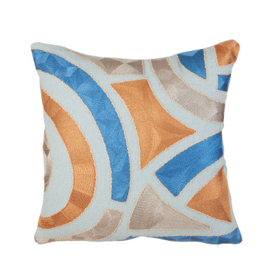 L'Oca Nera - Orizzonti - Cuscino quadrato in cotone con ricami 45x45 - Colore: Azzurro/Bianco - SKU: 1C235