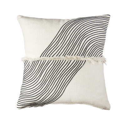 L'Oca Nera - Urban - Cuscino quadrato in cotone con ricami a tema astratto 45x45 - Colore: Bianco/Nero - SKU: 1C187