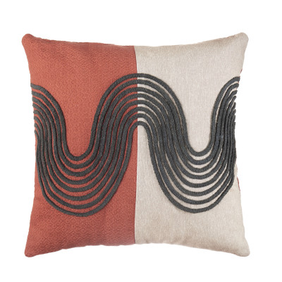 L'Oca Nera - Urban - Cuscino quadrato in cotone con ricami a tema astratto 45x45 - Colore: Rosso - SKU: 1C152