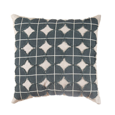 L'Oca Nera - Urban - Cuscino quadrato in cotone con ricami a tema astratto 45x45 - Colore: Verde Scuro - SKU: 1C162