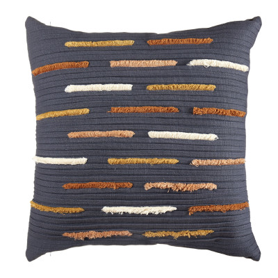 L'Oca Nera - Contemporaneo - Cuscino quadrato in cotone con ricami astratti 45x45 - Colore: Blu - SKU: 1C165