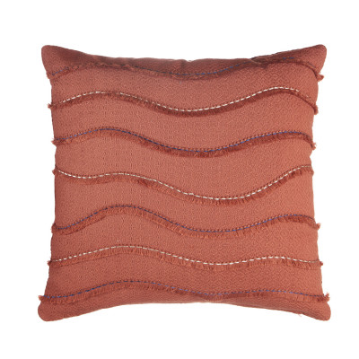 L'Oca Nera - Urban - Cuscino quadrato in cotone con ricami e frange 45x45 - Colore: Rosso - SKU: 1C155