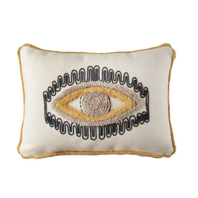 L'Oca Nera - Ethno Chic - Cuscino rettangolare in cotone con ricami 30x45 - Colore: Panna - SKU: 1C181
