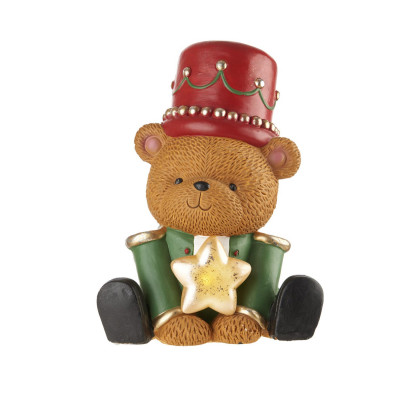  L'Oca Nera - Portami con te - Decorazione natalizia orsetto seduto con stella illuminata con led - Colore: Multicolore - SKU: 8.1XM1066.10 