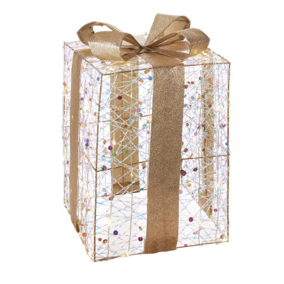  L'Oca Nera - Scintille Magiche - Decorazione natalizia pacco regalo grande con 80 led - Colore: Oro - SKU: 8.1XM1057.12 