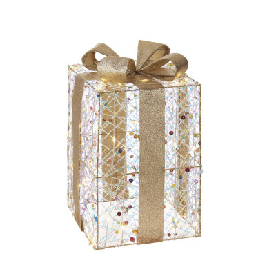  L'Oca Nera - Scintille Magiche - Decorazione natalizia pacco regalo medio con 60 led - Colore: Oro - SKU: 8.1XM1057.11 