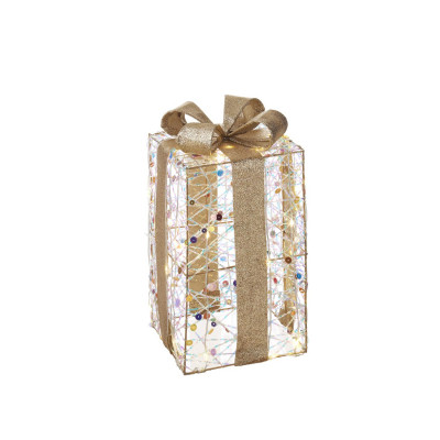  L'Oca Nera - Scintille Magiche - Decorazione natalizia pacco regalo piccolo con 40 led - Colore: Oro - SKU: 8.1XM1057.10 