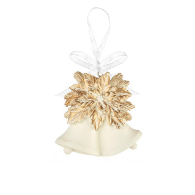 L'Oca Nera - Natale in festa - Decorazione per albero di natale con campanelle in resina - Colore: Panna/Oro - SKU: 8.1XM1003.15