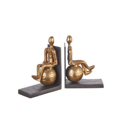 L'Oca Nera - Ethno Chic - Fermalibri in metallo con scultura uomini seduti - Colore: Oro - SKU: 1L152