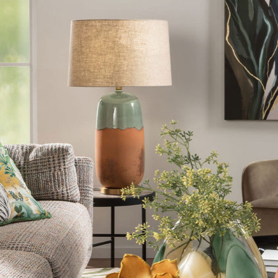  L'Oca Nera - Ethno Chic - Lampada da tavolo con base in ceramica e diffusore in tessuto - 1 Lampadina E27 60W - SKU: 1G159 