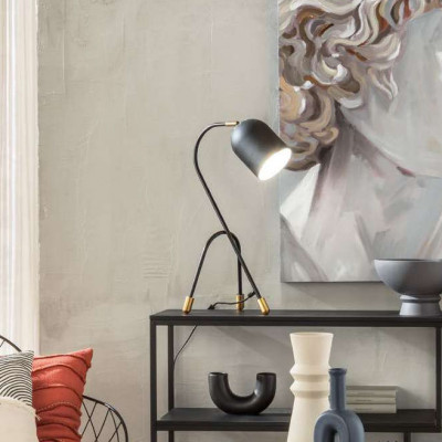  L'Oca Nera - Urban - Lampada da tavolo con struttura e paralume in metallo - Colore: Nero - 1 Lampadina E27 60W - SKU: 1G147 