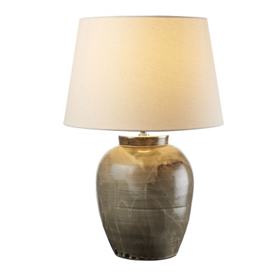  L'Oca Nera - Contemporaneo - Lampada da tavolo moderna base in ceramica e diffusore in tessuto - Colore: Verde Scuro - 1 Lampadina E27 60W - SKU: 1G140 