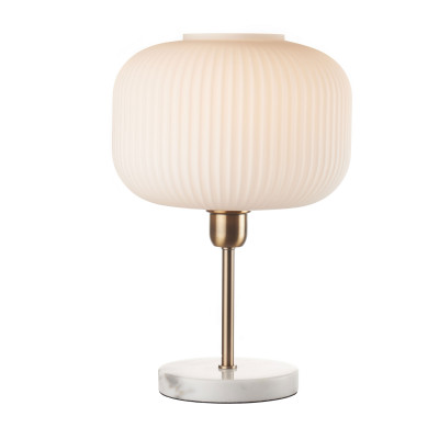  L'Oca Nera - Fashion - Lampada da tavolo moderna base in marmo e metallo e diffusore in vetro - Colore: Bianco - 1 Lampadina E27 60W - SKU: 1G136 