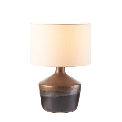  L'Oca Nera - Contemporaneo - Lampada da tavolo moderna con base in ceramica e diffusore in tessuto - Colore: Bronzo - 1 Lampadina E27 60W - SKU: 1G165 