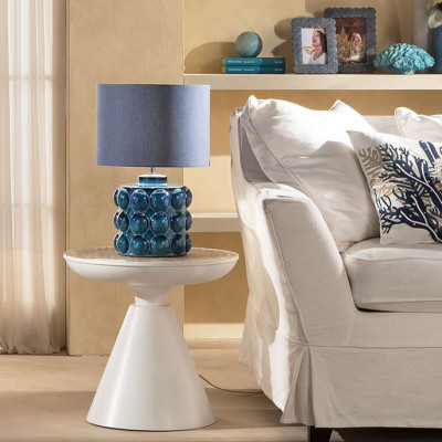  L'Oca Nera - Orizzonti - Lampada da tavolo moderna con base in ceramica e diffusore in tessuto - Colore: Blu - 1 Lampadina E27 60W - SKU: 1G149 