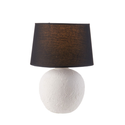  L'Oca Nera - Urban - Lampada da tavolo moderna con base in porcellana e diffusore in tessuto - Colore: Bianco - 1 Lampadina E27 60W - SKU: 1G164 