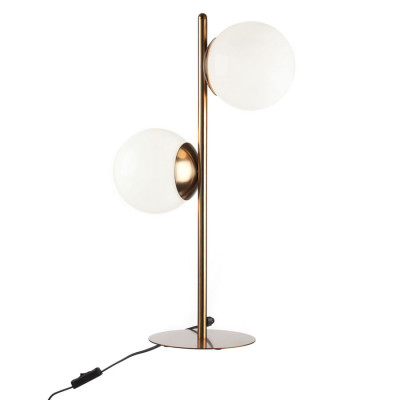  L'Oca Nera - Fashion - Lampada da tavolo moderna in metallo con soppio diffusore in vetro - 2 Lampadine E14 40W - SKU: 1G124 