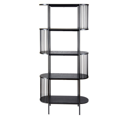  L'Oca Nera - Urban - Libreria moderna in metallo nero e legno scuro con 5 ripiani - Colore: Nero - SKU: 1J197 