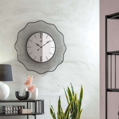  L'Oca Nera - Urban - Orologio da parete grande moderno in metallo nero con quadrante in vetro - Colore: Nero - SKU: 1F192 