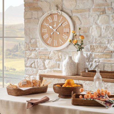  L'Oca Nera - Modern Country - Orologio da parete in legno stile country moderno con decoro - Colore: Panna - SKU: 1F193 