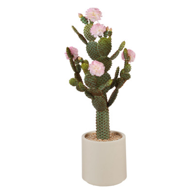 L'Oca Nera - Fashion - Pianta artificale con vaso cactus fiori rosa - Colore: Verde - SKU: 1N108