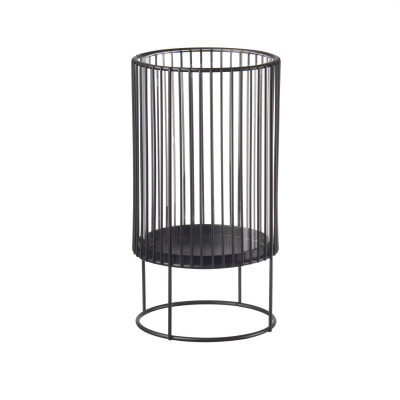 L'Oca Nera - Urban - Portacandela alto in metallo nero con struttura cilindrica a stecche verticali - Colore: Nero - SKU: 1S130