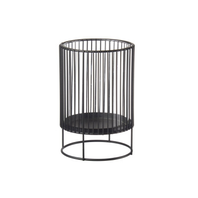 L'Oca Nera - Urban - Portacandela basso in metallo nero con struttura cilindrica a stecche verticali - Colore: Nero - SKU: 1S129