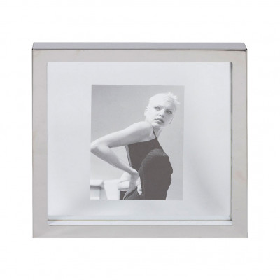 L'Oca Nera - Urban - Portafoto da tavolo quadrato grande in acciaio dal design moderno - Colore: Metallo Silver - Foto 13x18 - SKU: 1F38