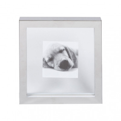 L'Oca Nera - Urban - Portafoto da tavolo quadrato piccolo in acciaio dal design moderno - Colore: Metallo Silver - Foto 10x10 - SKU: 1F37