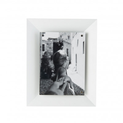 L'Oca Nera - Urban - Portafoto rettangolare grande in acciaio verniciato dal design moderno - Colore: Bianco - Foto 13x18 - SKU: 1F183