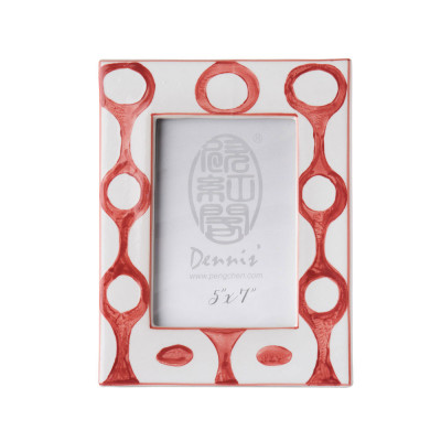 L'Oca Nera - Orizzonti - Portafoto rettangolare grande in ceramica a tema marino - Colore: Rosso/Bianco - Foto 13x18 - SKU: 1F123