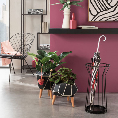 L'Oca Nera Urban Portaombrelli design in metallo - Moderno, Elegante e Salvaspazio Colore: Nero