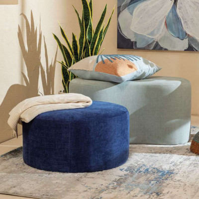 L'Oca Nera - Orizzonti - Pouf con struttura in legno e rivestimento in tessuto dal design moderno - Colore: Blu - SKU: 1A156
