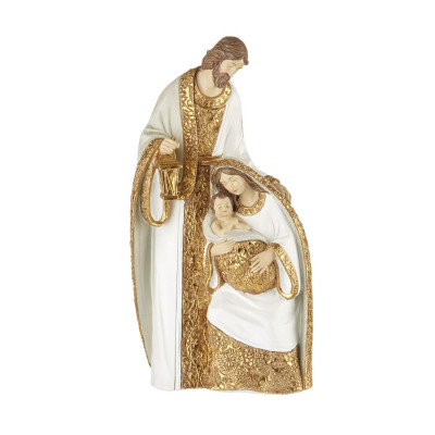 L'Oca Nera - Invio alla pace - Presepe con la natività in resina - Colore: Bianco/Oro - SKU: 8.1XM1014.10