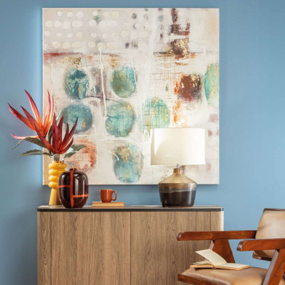 L'Oca Nera - Contemporaneo - Quadro astratto moderno acrilico su tela con applicazione foglia oro 120x120 - SKU: 1Q284
