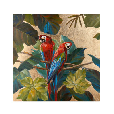 L'Oca Nera - Ethno Chic - Quadro moderno figurativo acrilico su tela con applicazione foglia oro 100x100 - SKU: 1Q258