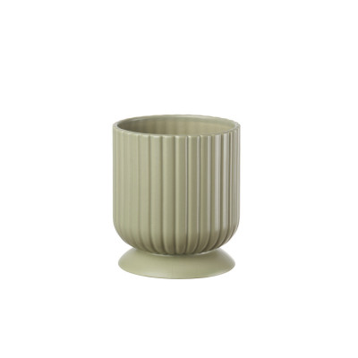 L'Oca Nera - Fashion - Vaso basso in cermica dal design elegante - Colore: Salvia - SKU: 1M238