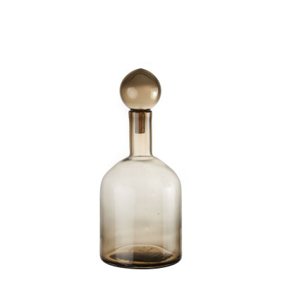 L'Oca Nera - Contemporaneo - Vaso bottiglia bassa in vetro ambrato con tappo - Colore: Ambra - SKU: 1M147