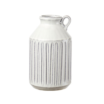 L'Oca Nera - Modern Country - Vaso grande con manico internamente in ceramica decorata a mano - Colore: Bianco - SKU: 1M236