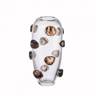 L'Oca Nera - Contemporaneo - Vaso grande in vetro da arredo con pietre in vetro incastonate - Colore: Trasparente - SKU: 1M326