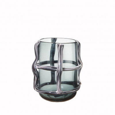 L'Oca Nera - Urban - Vaso grande in vetro dal design moderno - Colore: Grigio Fumè - SKU: 1M328