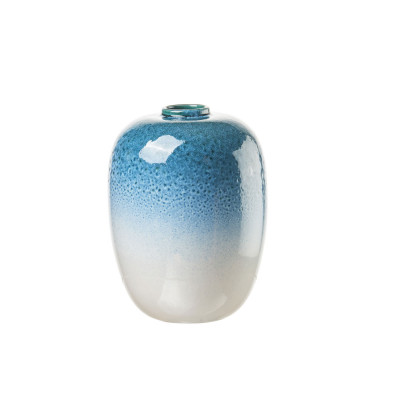 L'Oca Nera - Orizzonti - Vaso in ceramica basso interamente decorato a mano - Colore: Azzurro - SKU: 1M293