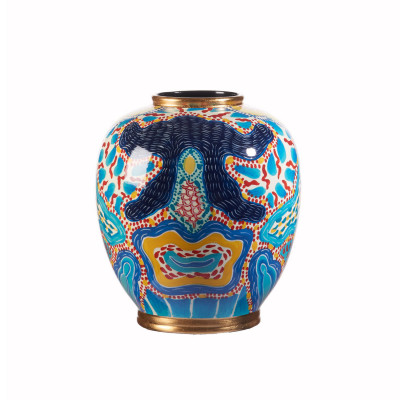 L'Oca Nera - Orizzonti - Vaso in porcellana decorata a mano a tema marino - Colore: Blu - SKU: 1M331