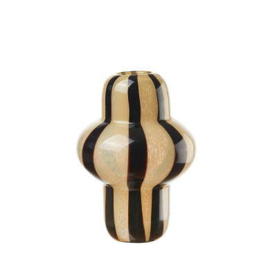 L'Oca Nera - Urban - Vaso in vetro alto con decori rigati dipinti a mano - Colore: Beige - SKU: 1M272